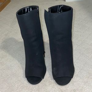 Windsor black bootie heels open toe